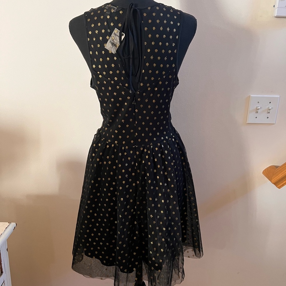 Express Black Mini Dress with Gold Accents - Picture 2 of 6